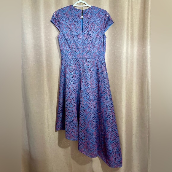 Banana Republic A-Line Asymmetrical Dress in Blue and Red Lace GUC - Picture 2 of 6